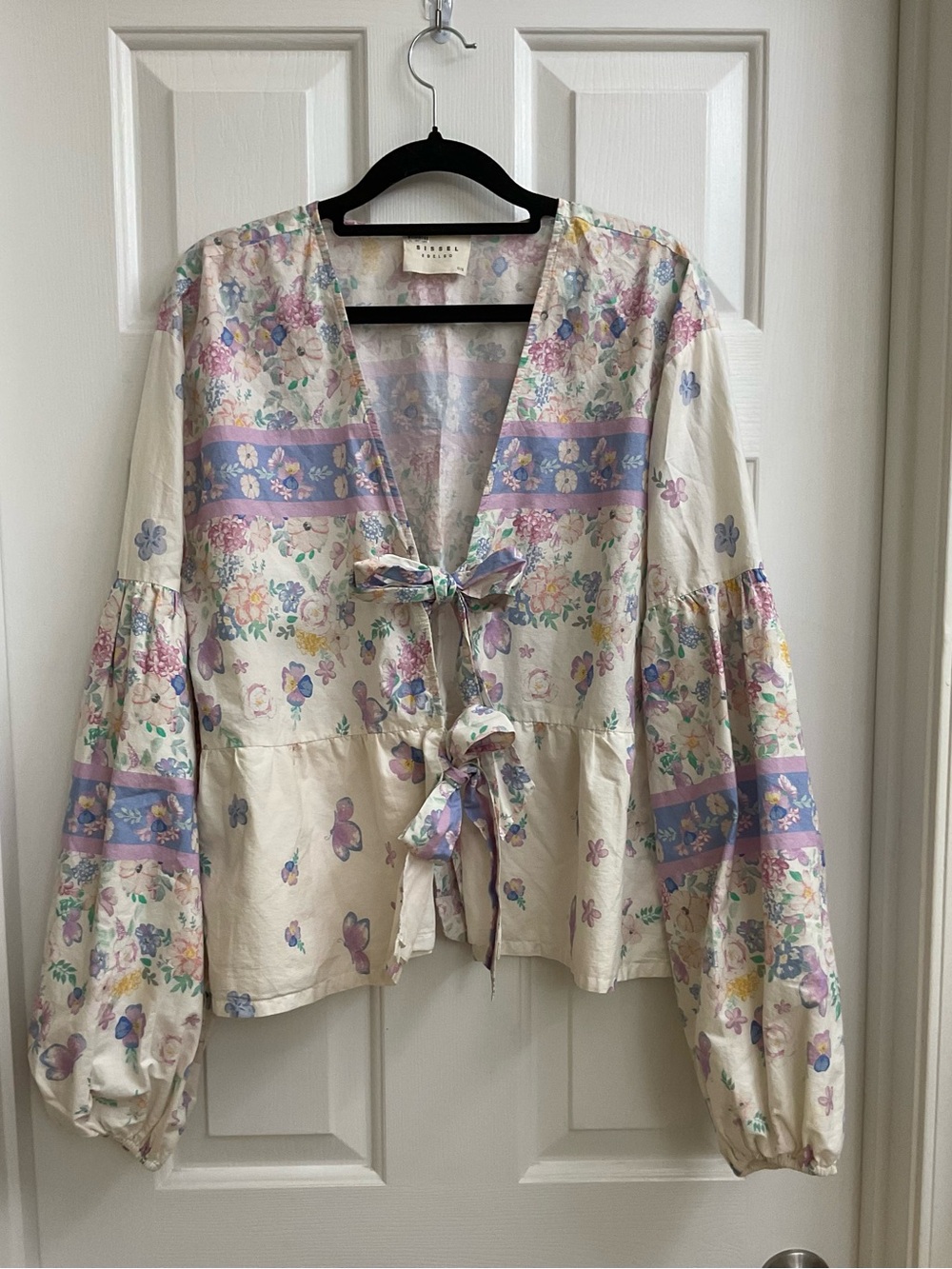 ANTHROPOLOGIE Cotton Pastel Bow Top One Size ***Best Fit Small to Large***
